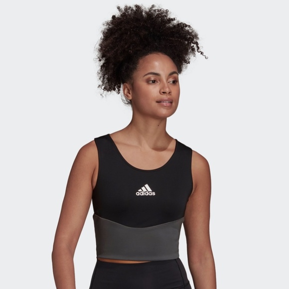Brand New Adidas DESIGNED TO MOVE COLORBLOCK 3-STRIPES CROP TOP - Picture 9 of 15